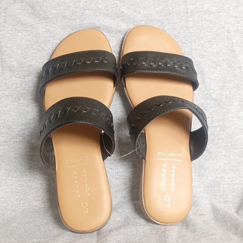 NWOT LC Lauren Conrad Women's Sunstone Slip On Comfort,  Sandals Black size 8